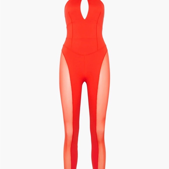 Savage X Fenty Vibrant Blood Orange Cutout  Jumpsuit - Picture 3 of 6